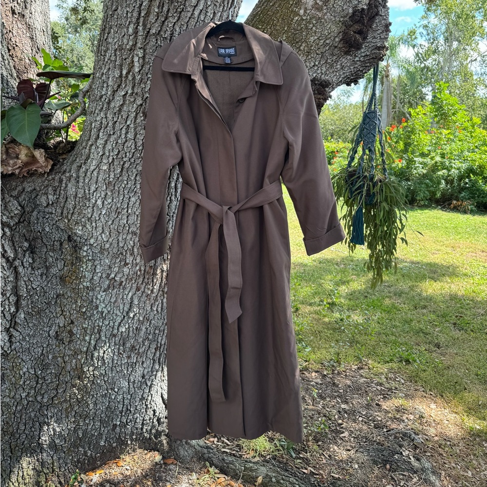 Size 20T Lane Bryant hooded maxi length Brown trench coat with removable lining. - Picture 3 of 8